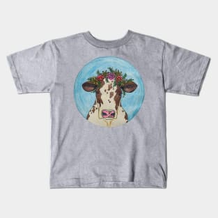 Bovine Wearing Flowers Kids T-Shirt